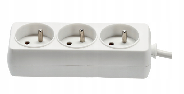 EXTENSION CORD POWER STRIP 3 SOCKETS 1.5M WHITE