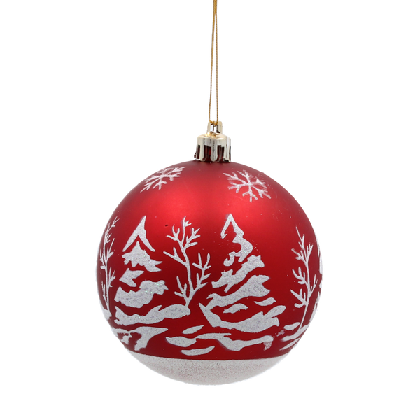 SET OF 6 CHRISTMAS BAUBLES RED 8 CM