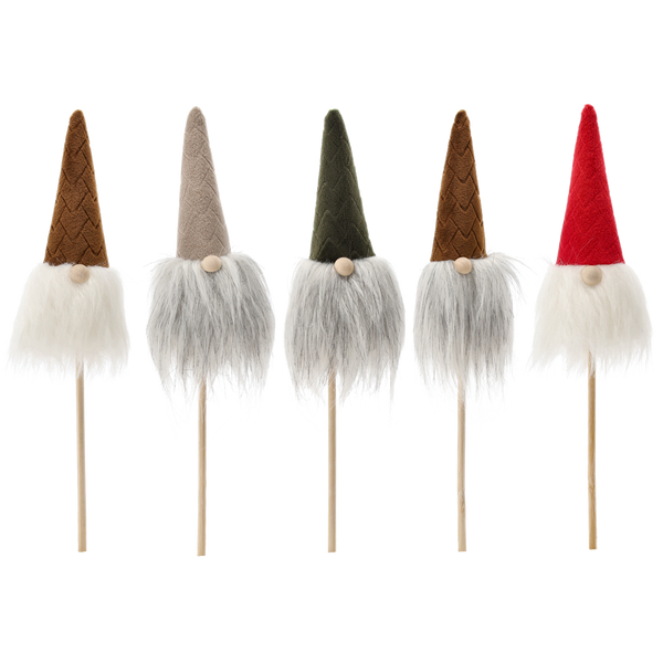 CHRISTMAS GNOME ON A STICK 7 x 3 x 24 CM MIX COLORS