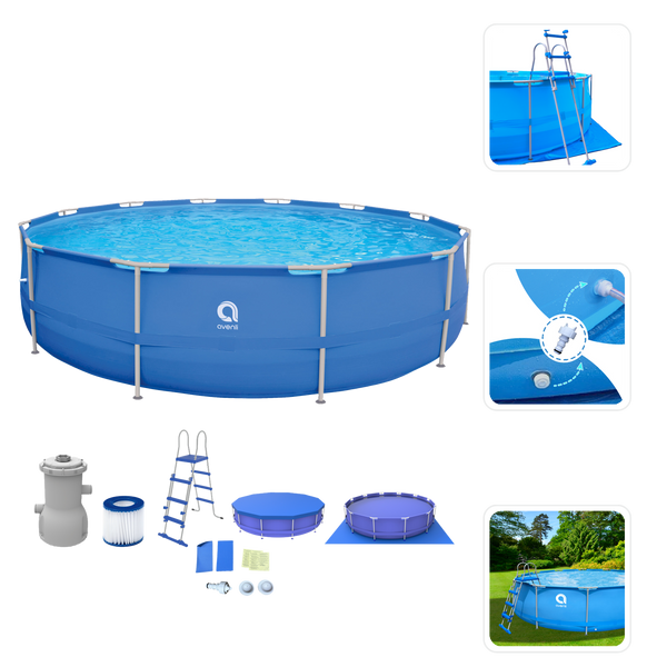 PISCINA CU CADRU 450 x 122 cm (PISCINA, POMPA DE FILTRARE, SCARĂ, CAPAC, PODEA)