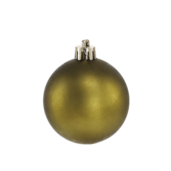 SET OF 24 BAUBLES 6 CM OLIVE/COPPER/GRAPHITE MIX DESIGNS