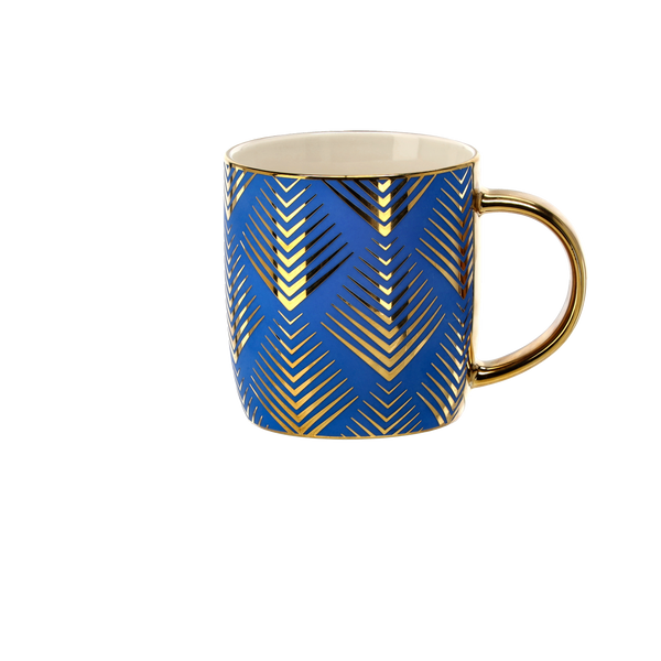 KUBEK PORCELANOWY 360ML ZE ZŁOTYM WZOREM MIX KOLORÓW opak=12 szt *6226