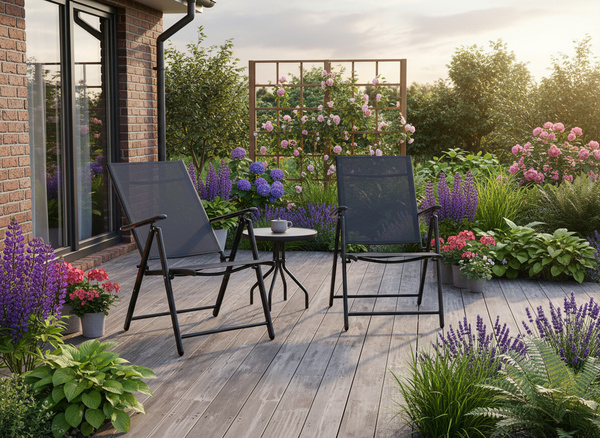 KRZESŁO OGRODOWE SKŁADANE STALOWE 66 x 53 x 107 CM CZARNE