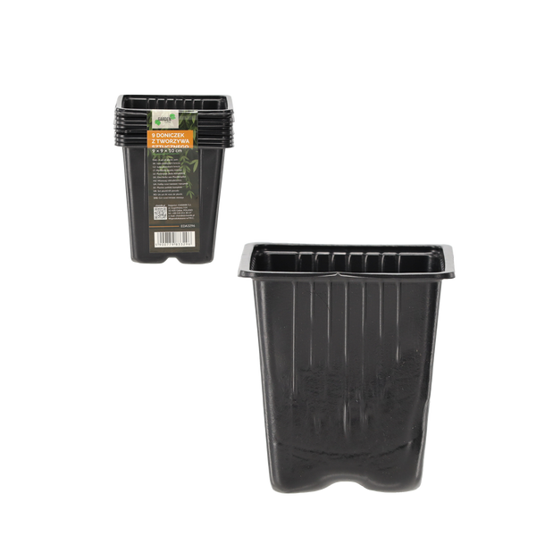 KPL. 9 DONICZEK Z TWORZYWA SZTUCZNEGO 9 x 9 x 10 CM *3296