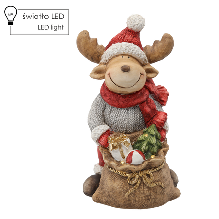 FIGURKA BOŽIAN. - RENO S TAŠKOU S DARČEKMI 30 X 20 X 43 CM LED *0905