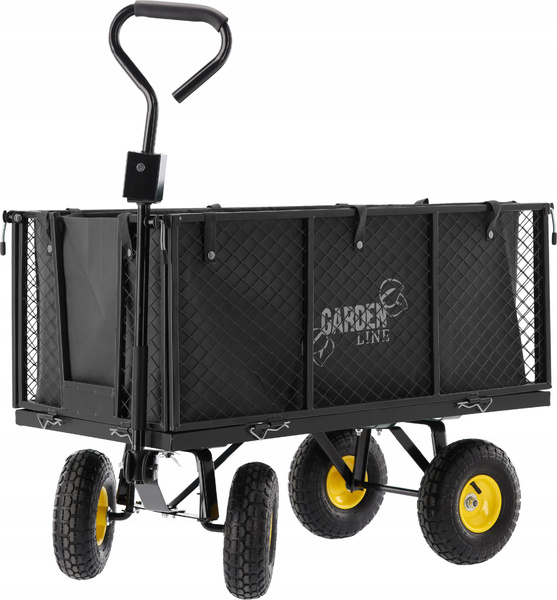WÓZEK OGRODOWY DWUFUNKCYJNY XL - CZARNY Z PLANDEKĄ