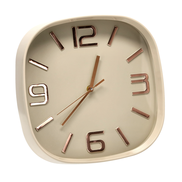 ZEGAR WISZĄCY KWADRATOWY 30,3 x 30,3 x 5,7 CM BEŻOWY/NIEBIESKI *5531