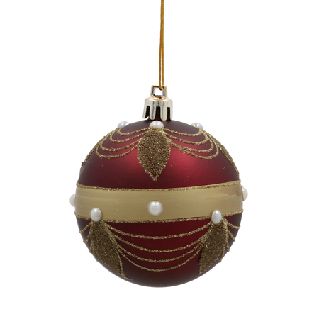 SET OF 6 CHRISTMAS BAUBLES DARK RED 7 CM