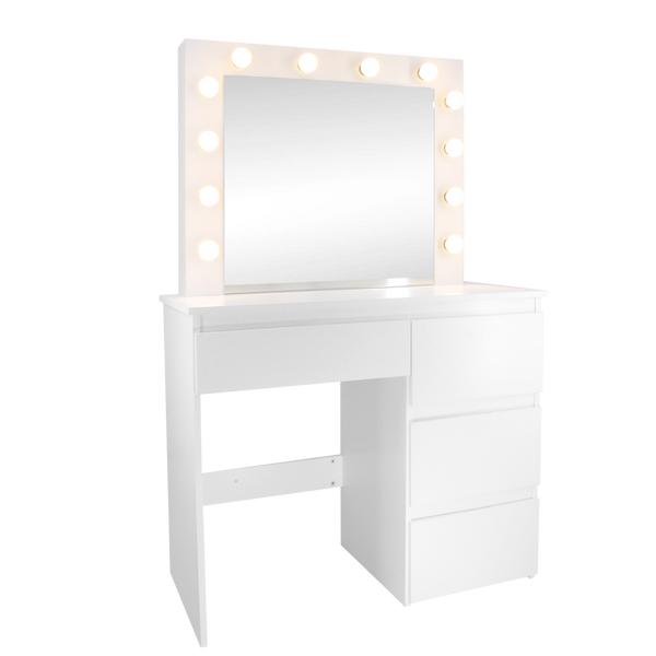 TOALETKA DO WIZAŻU BIAŁA Z OŚWIETLENIEM Z 4 SZUFLADAMI 94x43x140 cm *4868