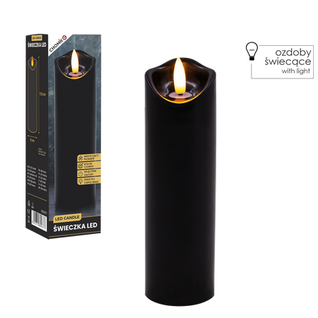 LUMÂNARE LED NEAGRĂ 5 X 17,5 CM *9377