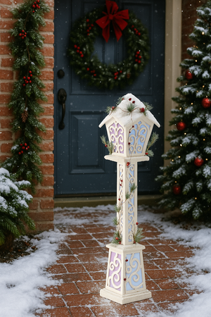 CHRISTMAS WHITE LED LANTERN 20 x 20 x 120 CM