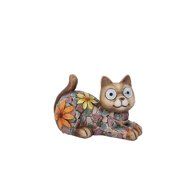 GARDEN FIGURINE - CAT WITH GLOWING EYES 21,5 x 13,7 x 14 CM LED pack=2 pcs