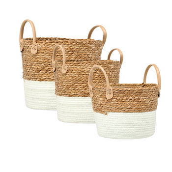 SET OF 3 BASKETS WOVEN FROM SEAGRASS