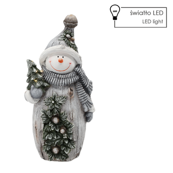FIGURKA BOŽÍHO NAROZENÍ - SNEHULÁK S VÁNOČNÍM STROMEM 21,4 X 13,2 X 44 CM LED *1360