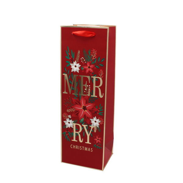 CHRISTMAS WINE GIFT BAG "CHRISTMAS TO YOU" 36 x 12 x 10 CM MIX DESIGNS