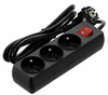 EXTENSION CORD POWER STRIP WITH SWITCH 3 SOCKETS 3M BLACK
