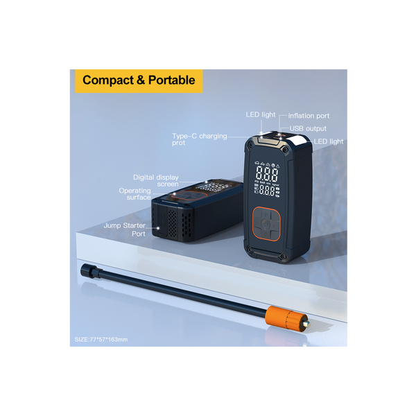 CORDLESS DIGITAL TIRE INFLATOR & JUMP STARTER DUAL 14,8V
