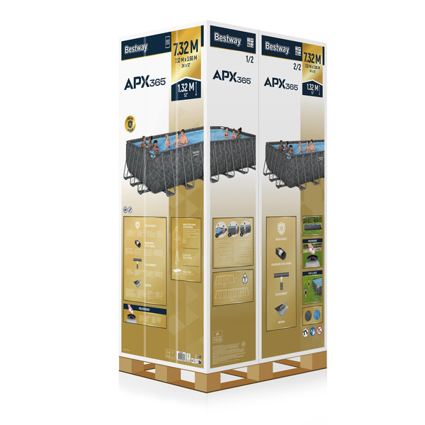 APX 365 24' x 12' x 52"/7.32m x 3.66m x 1.32m Rectangular Pool Set
