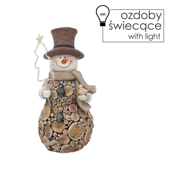 FIGURKA BOŽONÁŘ. - SNEHULÁK STOJÍCÍ S LED STROMKEM 15 x 12,5 x 27 CM balení = 2 ks *5326