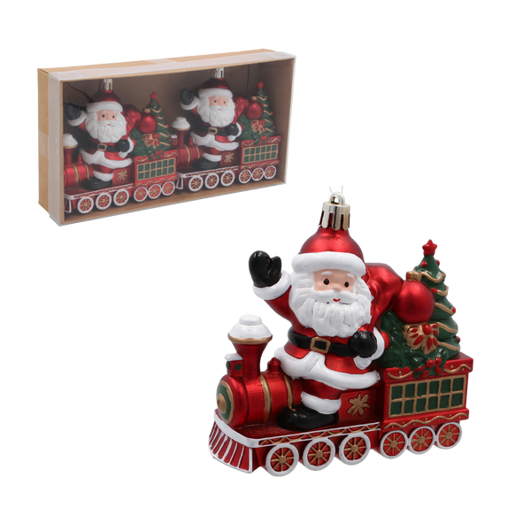 KPL. 2 DECORAȚIUNI DE BRAD - TREN CU MOȘ CRĂCIUN 10 X 4,5 X 10 CM ambalaj=12 buc *7366