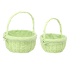 ZESTAW 2 KOSZYKÓW RATTANOWYCH Z RĄCZKĄ I MATERIAŁEM – ZIELONY