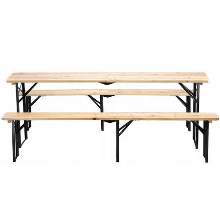 BIESIADNY SET - STÔL 220 x 50 x 77 cm + 2 LAJTY 220 x 25 x 47 cm - Skladací *2829