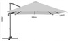 UMBRELĂ DE GRĂDINĂ "ROMA" 3 x 3 M GRI CU HUSA *5392
