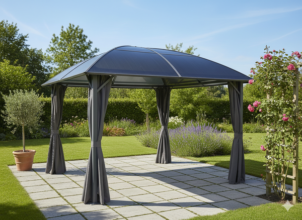 ALTANA PAWILON OGRODOWY Z ZASŁONAMI BOCZNYMI - SZARY 3 x 3 M