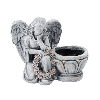 FIGURE OF A KNEELING ANGEL WITH A FLOWERPOT 23,5 X 12,5 X 20 CM