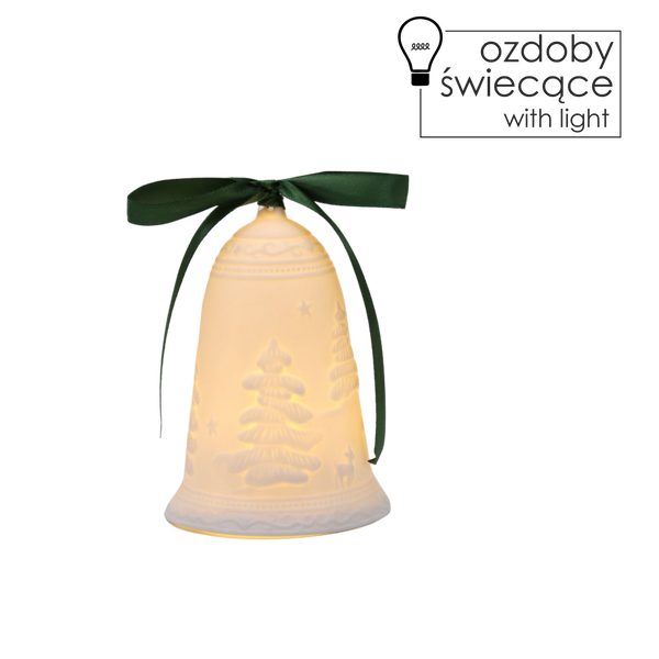 LED CERAMIC BELL WITH GREEN RIBBON