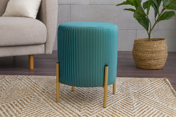ROUND POUF WITH LEGS 28 X 42 CM GREEN