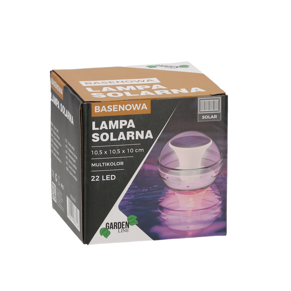 SOLÁRNA LAMPA 10,5 x 10,5 x 10 CM BAZÉNOVÁ 22 LED MULTIKOLOR *6148