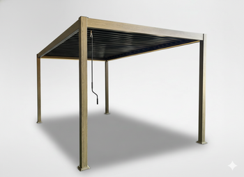 PERGOLA ALUMINIOWA BIOKLIMATYCZNA LED 3 x 4 x 2,5 M DREWNOPODOBNA