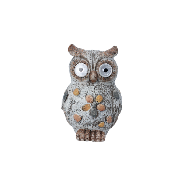 GARDEN FIGURINE - OWL WITH GLOWING EYES 12 x 10 x 18 CM LED pack=4 pcs