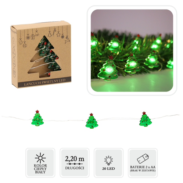 LED LIGHT CHAIN - CHRISTMAS TREES 20 L BATTERY-POWERED