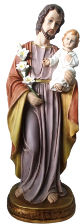ST. JOSEPH FIGURE GUARDIAN WITH CHILD 99 CM GLASS EYES