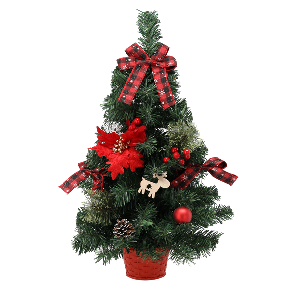 CHRISTMAS TREE 60 CM RED WITH POINSETTIA