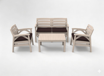 CAPPUCCINO GARDEN FURNITURE SET "SANTANA" (2x CHAIR, 2-PERSON BENCH) *8687