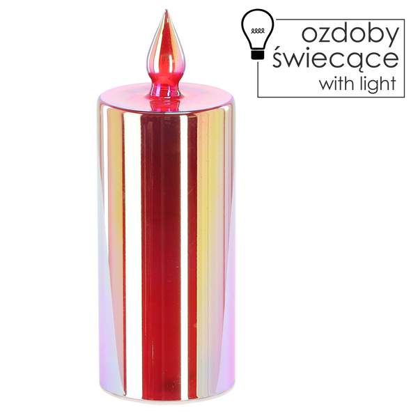 LANTERN LED - CANDLE RED 9 x 25 CM