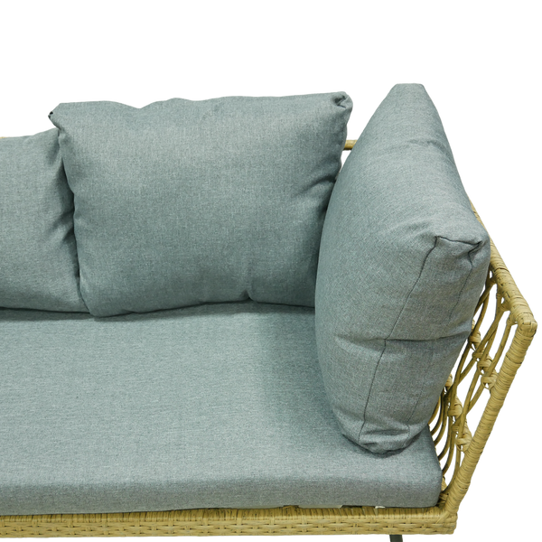 GARDEN FURNITURE SET (CORNER SOFA, COFFEE TABLE) - BROWN, CUSHIONS - GREY *3354