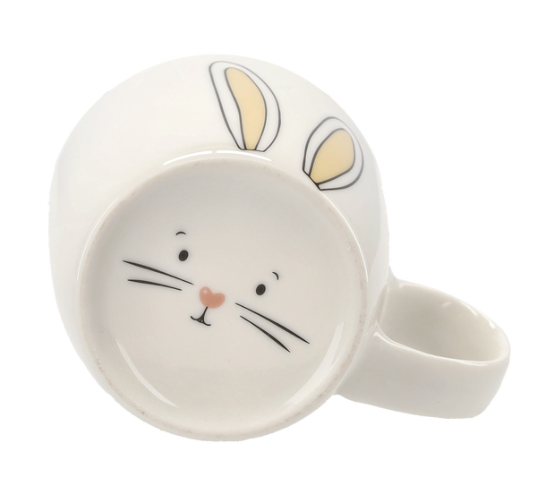 Hrnček porcelánový 270 ml uši zajaca s pusou na dne balenie=12ks *7888