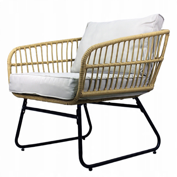 Set de mobilier de grădină (canapea, 2 scaune, 2 mese) - maron, perne - gri *7534