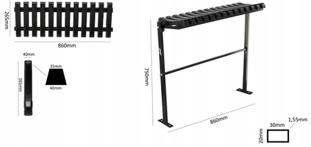 FOLDABLE BENCH L 86 CM BLACK