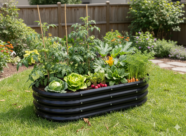 GRZĄDKA WARZYWNO-KWIATOWA 120 X 60 X 30 CM OWALNA ANTRACYT