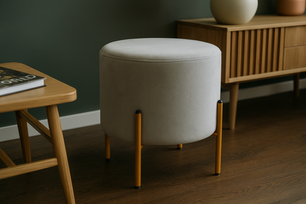 PUFA OKRĄGŁA NA NÓŻKACH 35 x 40 CM SZARA *3918