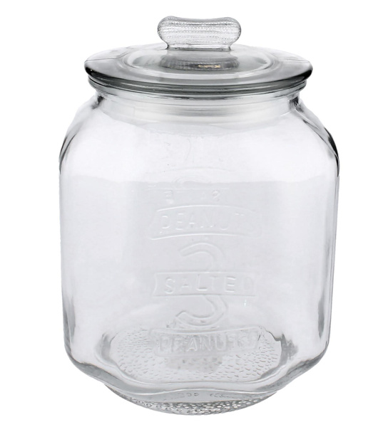 SKLENICA 3,4 L S NÁPISOM A SKLENENÝM VEKOM *9846