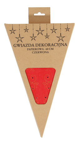 Dekoratívna papierová hviezda 60 cm červená zlatý vyšívaný obal=12ks *2136