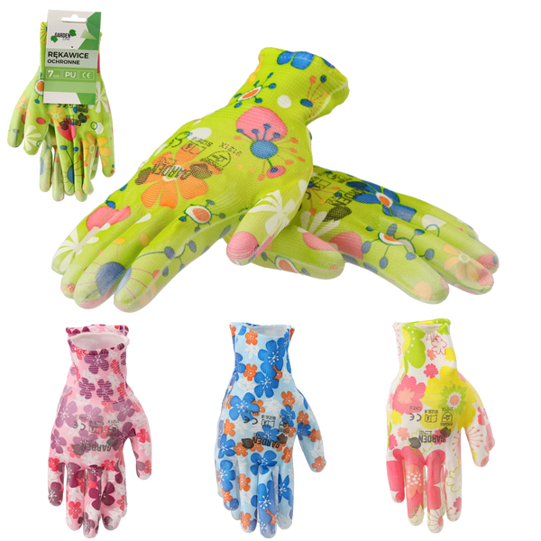 GARDEN GLOVES "10" PATTERN, POLYESTER WITH POLYURETHANE PACKET=12
