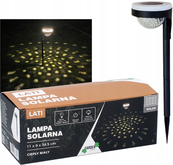 LAMPA SOLARNA 11 x 9 x 38,5 CM LATI LED CIEPŁY BIAŁY *3705