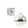 TRANSPARENT GLASS CHRISTMAS BAUBLE 10 CM LANDSCAPE